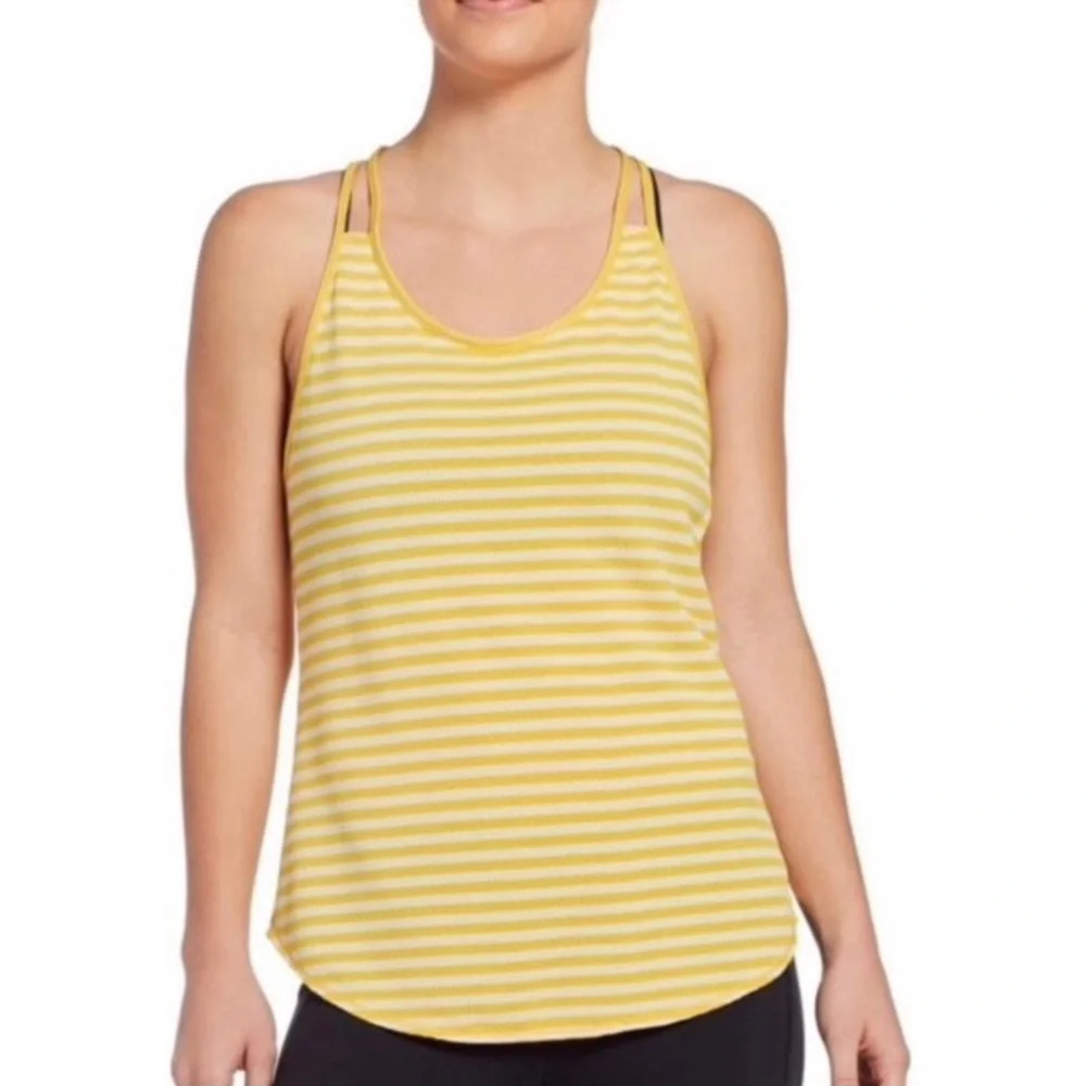 CALIA by Carrie Underwood Move Yellow Stripe Tank